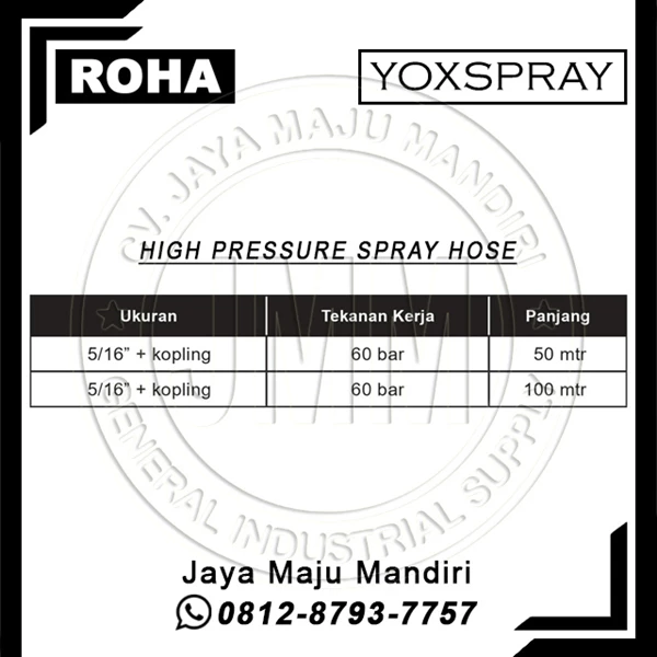 ROHA YOXSPRAY HOSE - HIGH PRESSURE SPRAY HOSE WITH COUPLING 5/16"