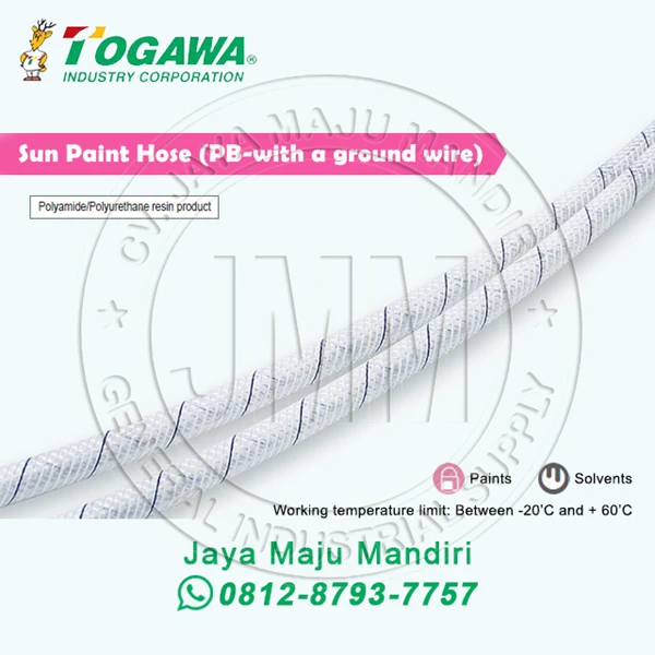 TOGAWA PVC HOSE - SUN PAINT HOSE TUBE PB-7 (WITH A GROUND WIRE) 6.5 x 10 mm - Japan